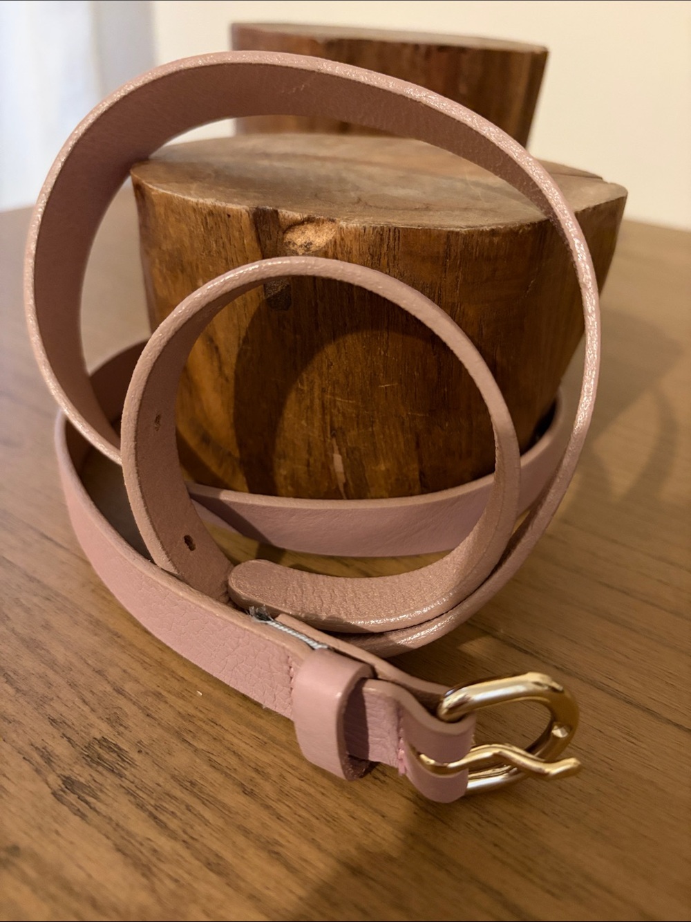J. Crew Dusty Pink Leather Belt with Gold Buckle - Picture 2 of 6